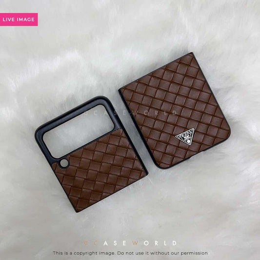 PD Woven Leather Pattern Premium Case Galaxy Flip 3