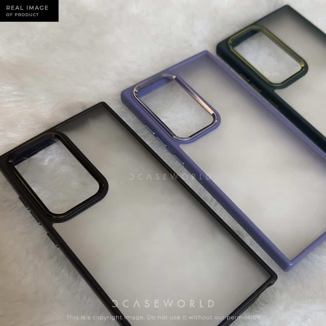 Premium Frosted Back With Metal Chrome Camera Ring