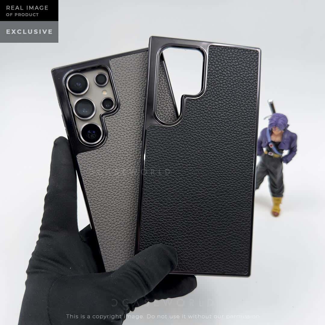 Premium Grainy Leather Electroplating Case – S24 Ultra