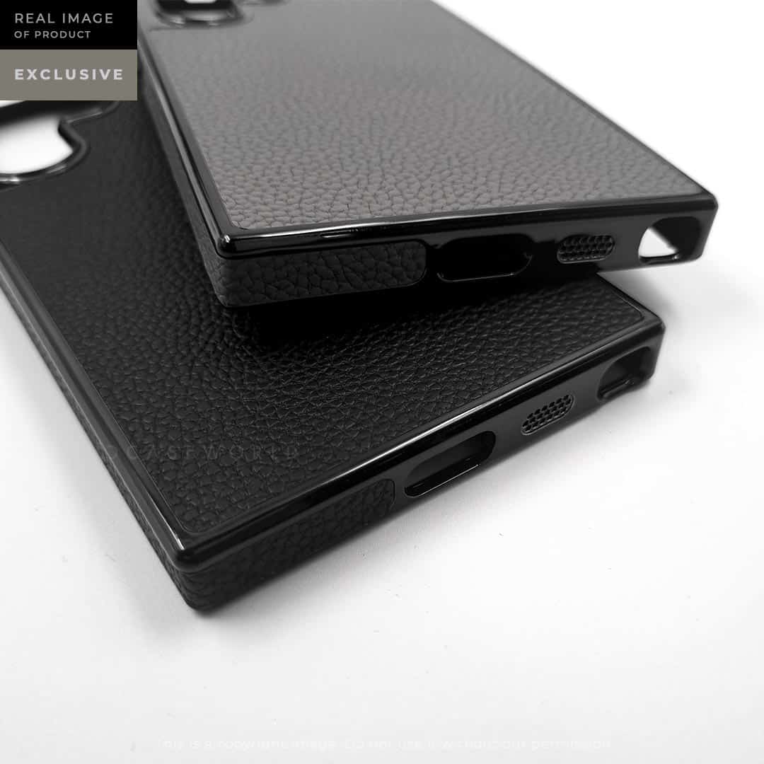Premium Grainy Leather Electroplating Case – S24 Ultra