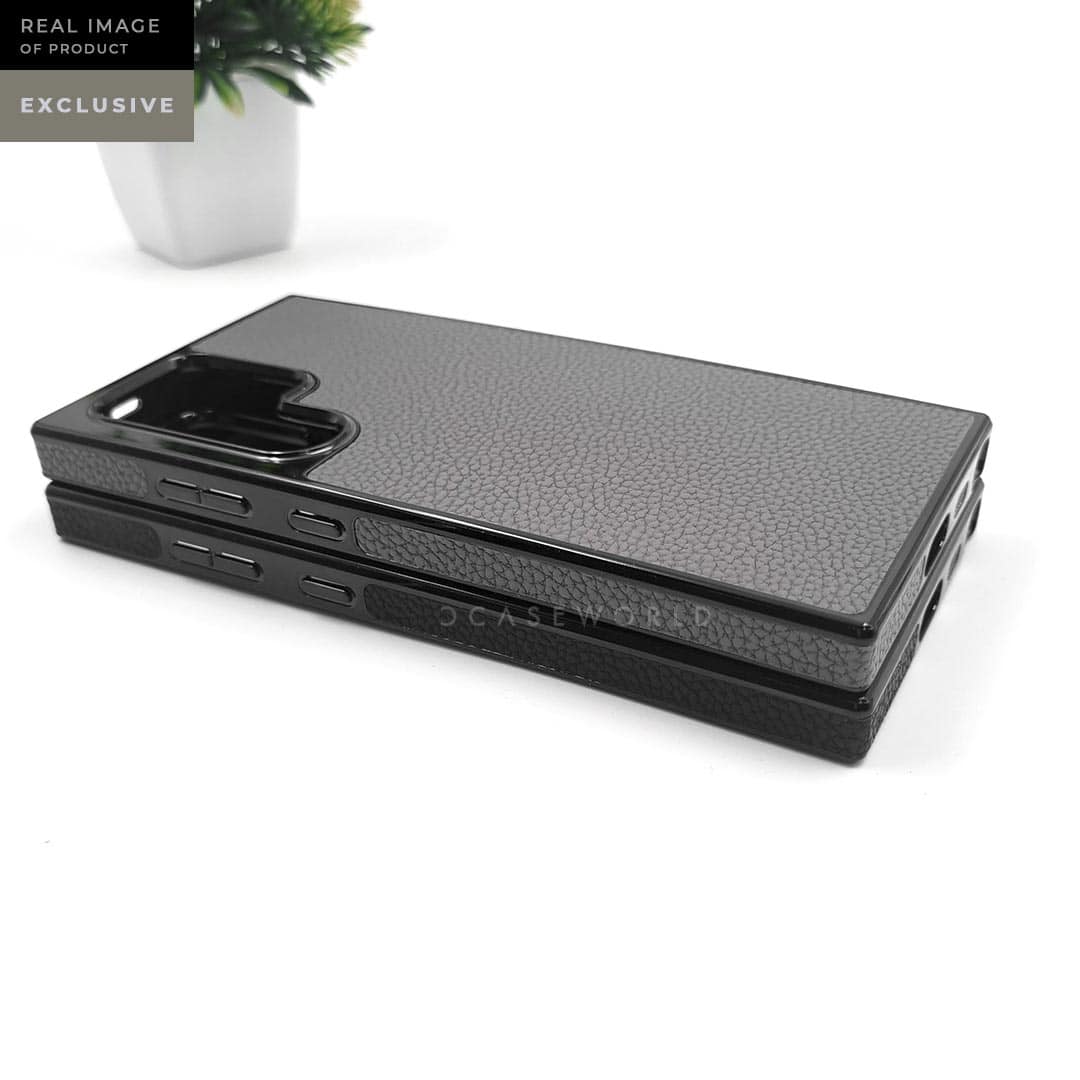 Premium Grainy Leather Electroplating Case – S24 Ultra