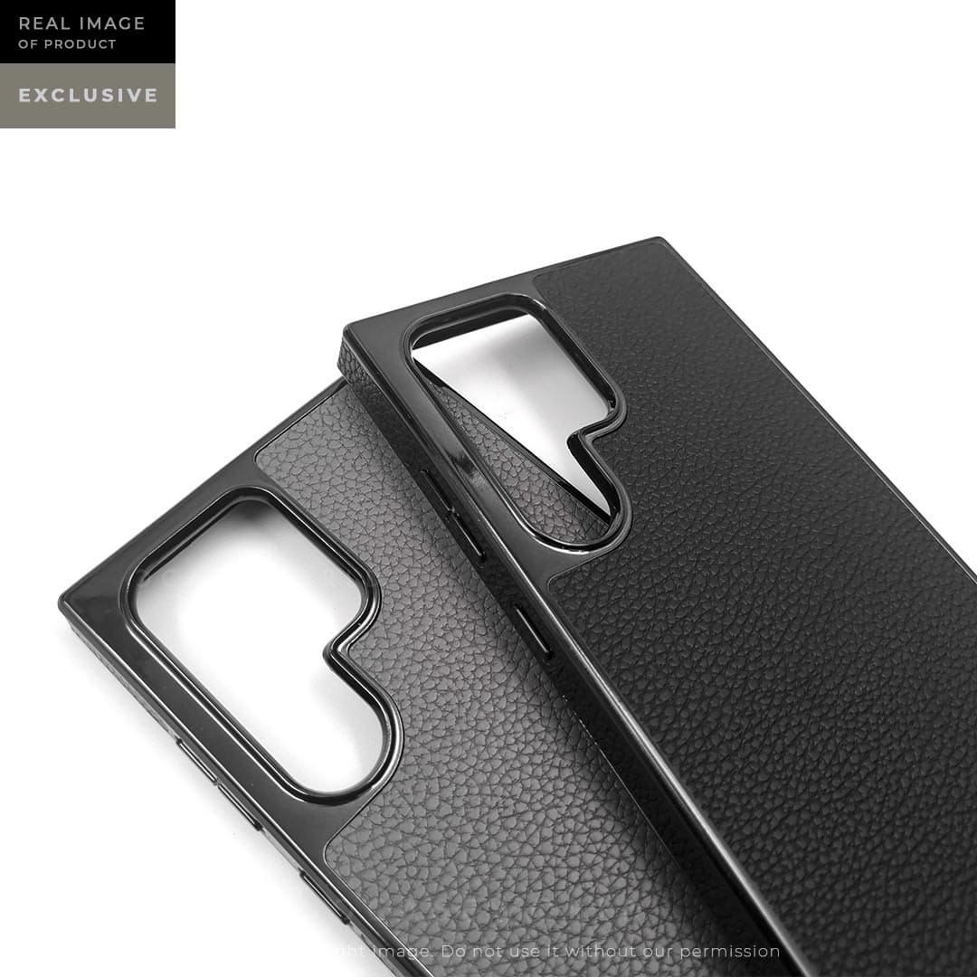 Premium Grainy Leather Electroplating Case – S24 Ultra