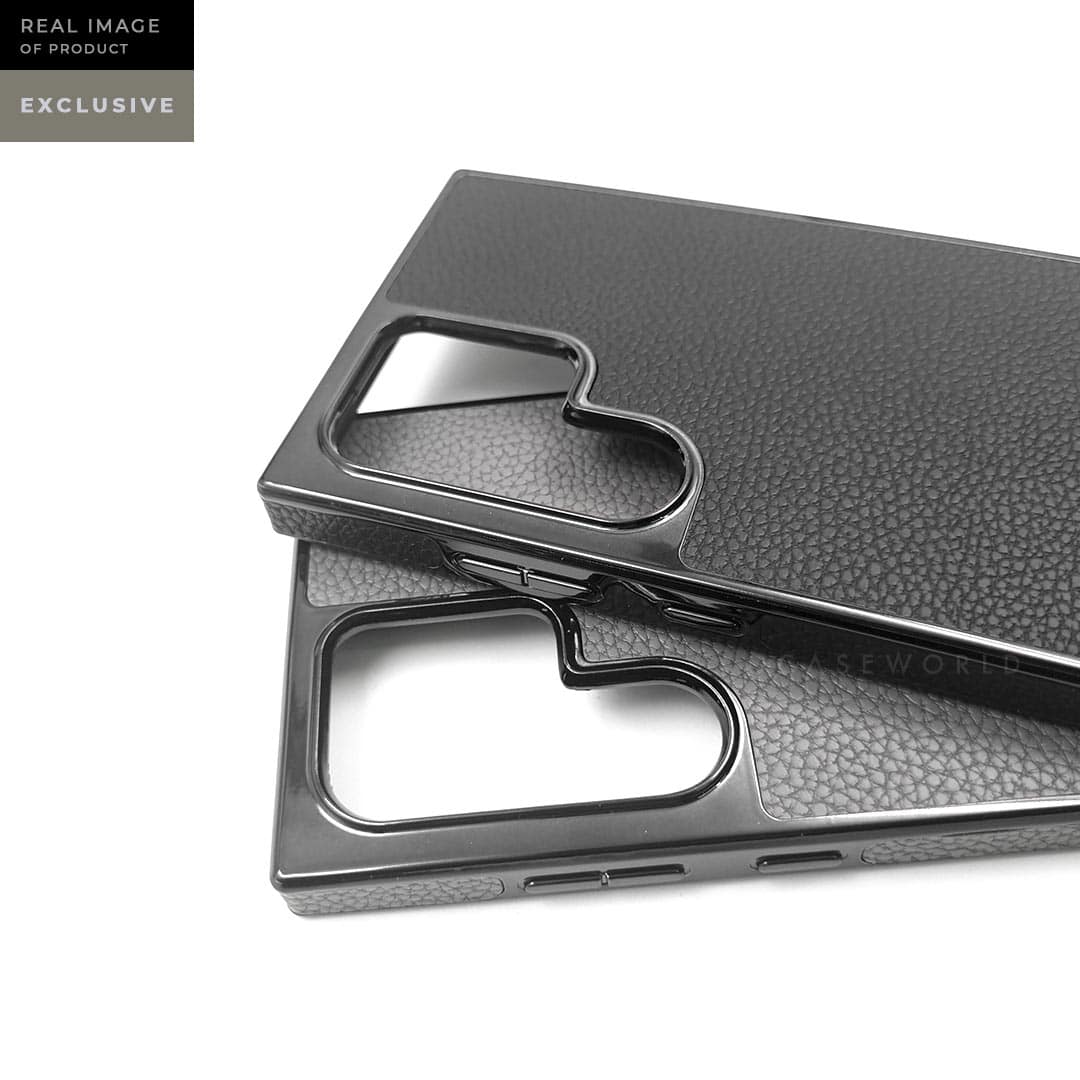 Premium Grainy Leather Electroplating Case – S24 Ultra