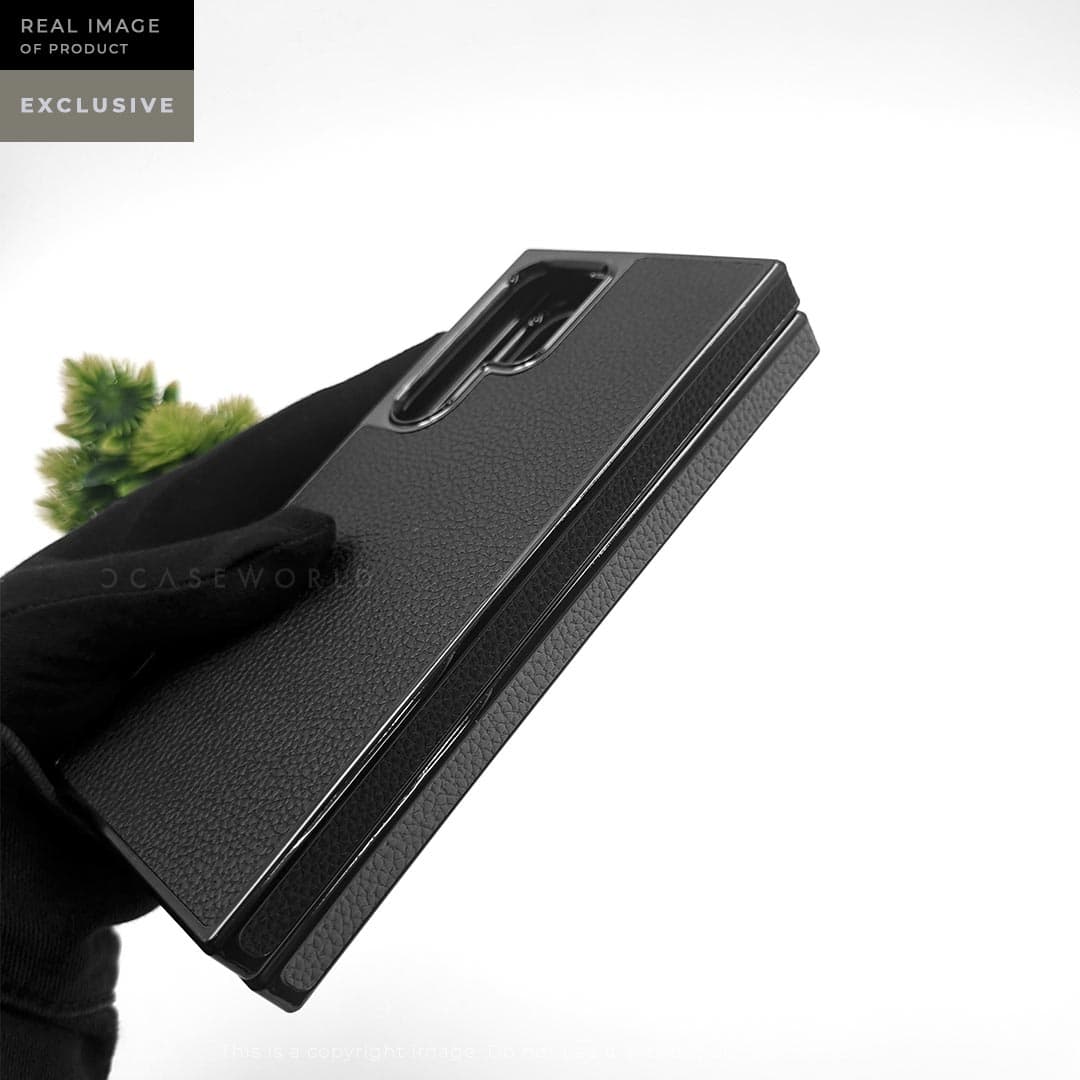 Premium Grainy Leather Electroplating Case – S24 Ultra
