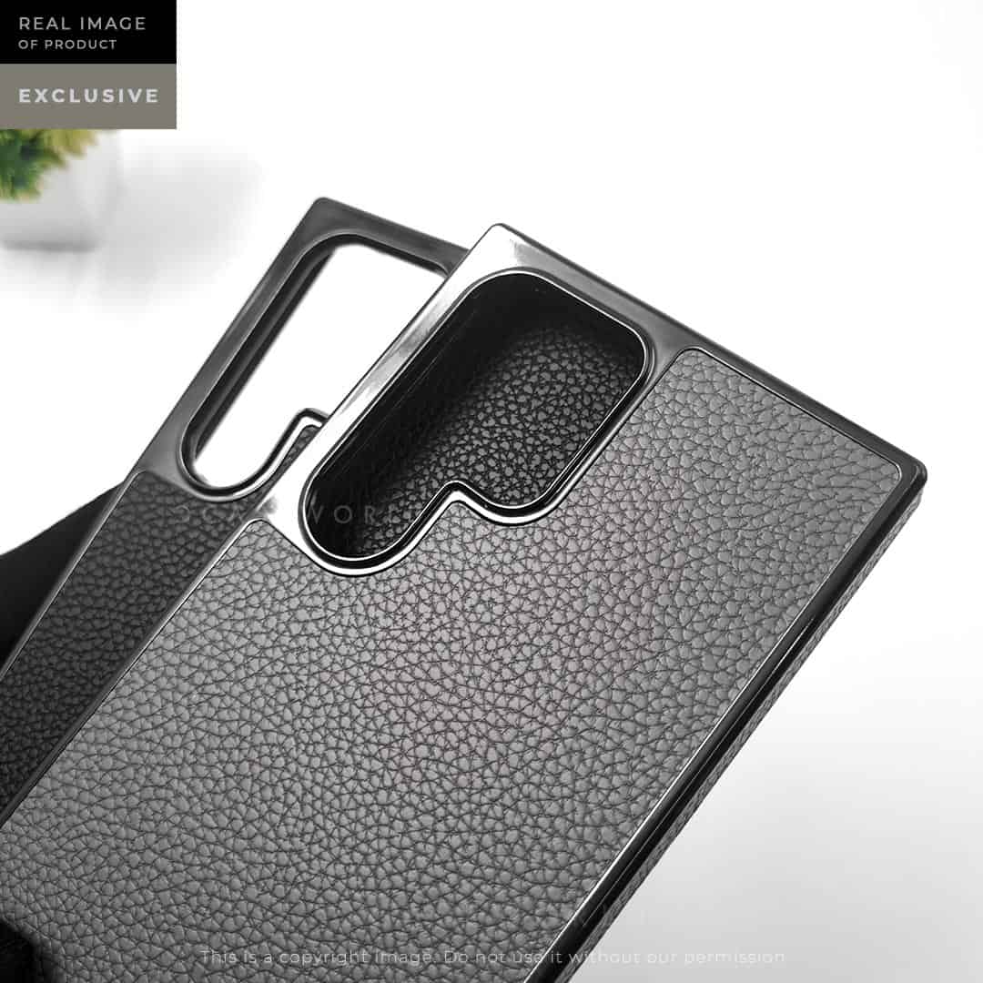 Premium Grainy Leather Electroplating Case – S24 Ultra