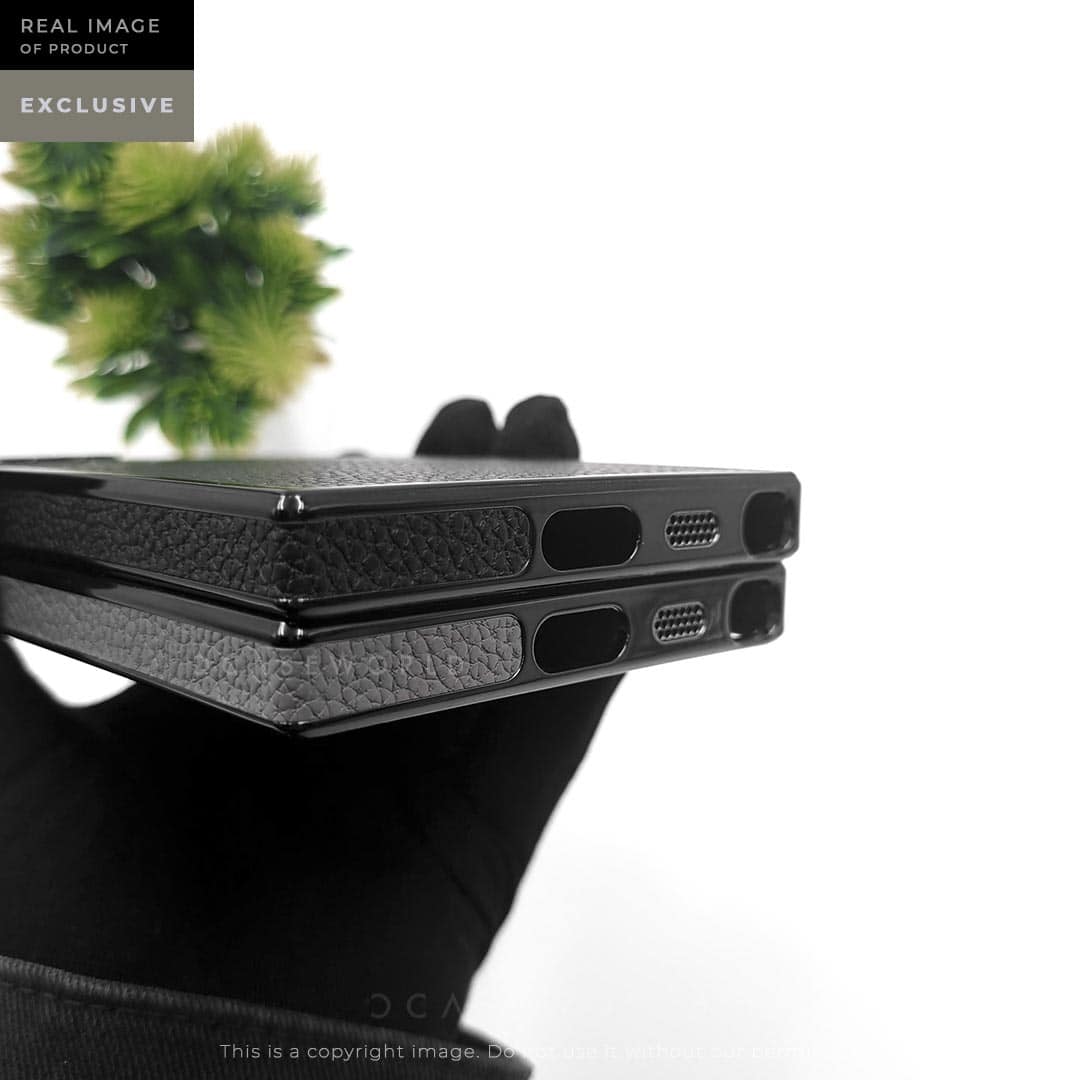 Premium Grainy Leather Electroplating Case – S24 Ultra