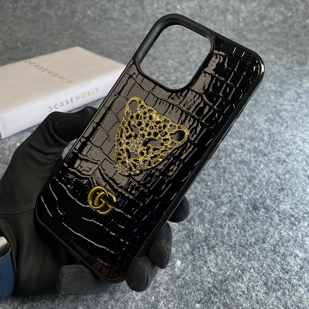 RoyalTiger Diamond Studded Croco Patent Case