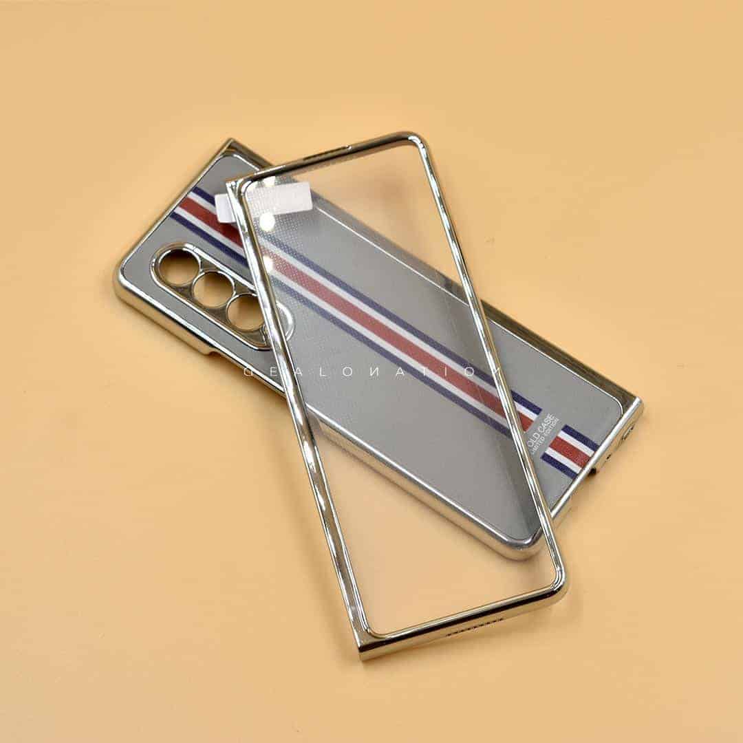 Leather Back with Silver Chrome Case for Z Fold 3