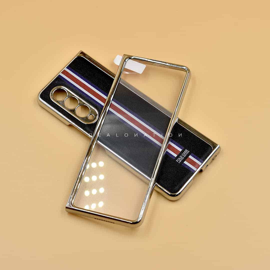 Leather Back with Silver Chrome Case for Z Fold 3