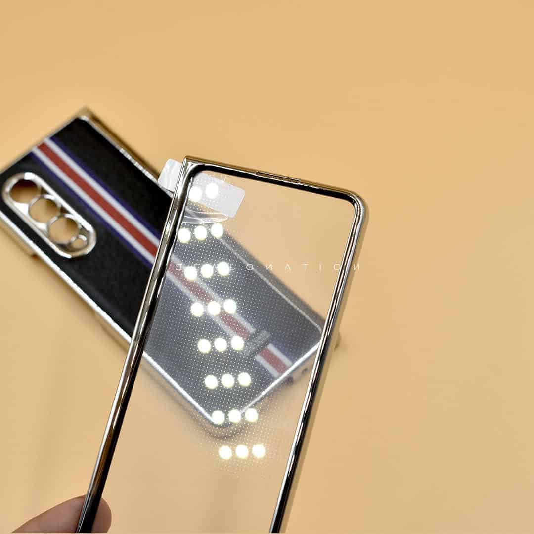 Leather Back with Silver Chrome Case for Z Fold 3