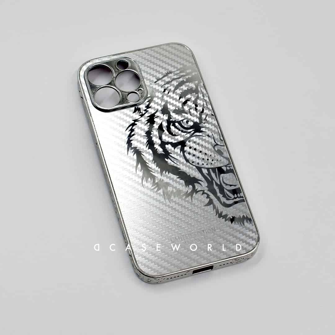 Silver/Gold Carbon Fiber Case with Engraved Sides
