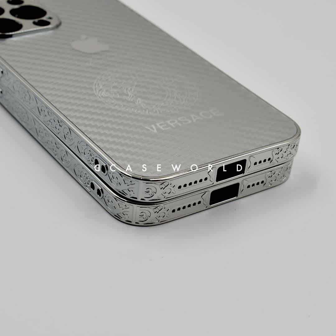 Silver/Gold Carbon Fiber Case with Engraved Sides