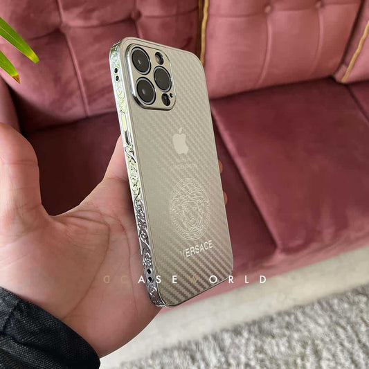 Silver/Gold Carbon Fiber Case with Engraved Sides