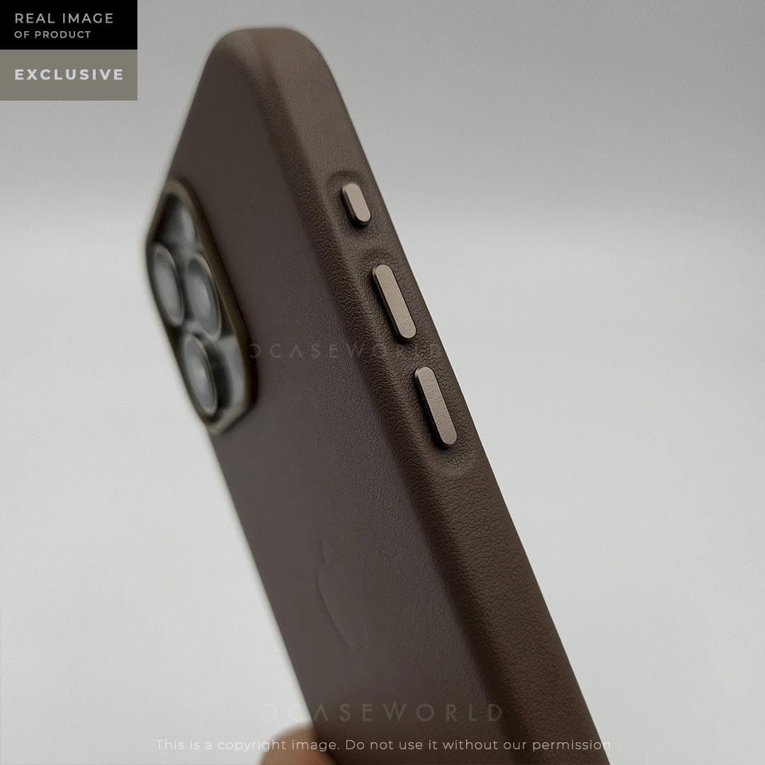 Taupe Brown Leather Case with Action Button