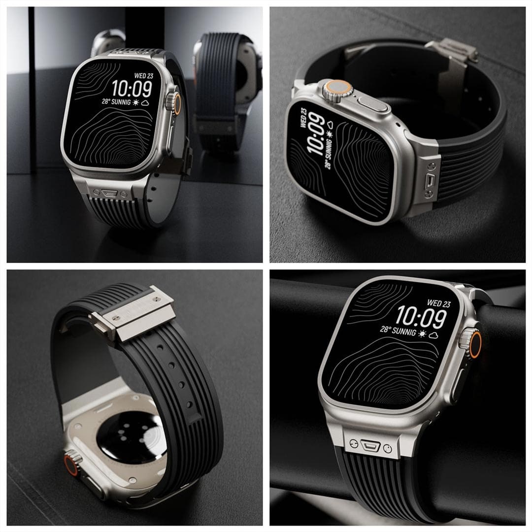 Hublot Style Premium Silicon Strap with Titanium Finish Buckle (42/44/45/49mm)