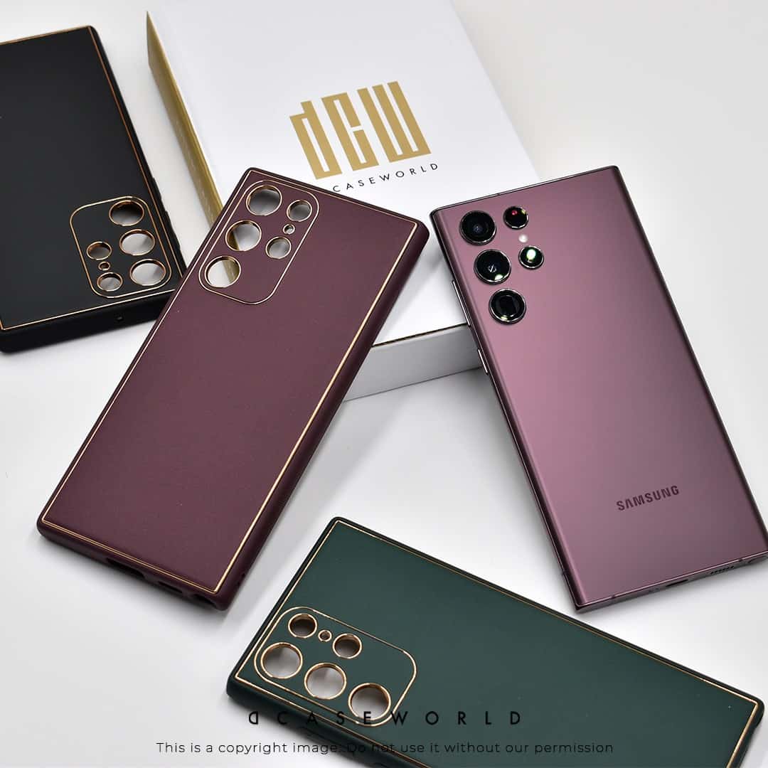 Electroplating Leather Case with Camera Protection for S22 Ultra