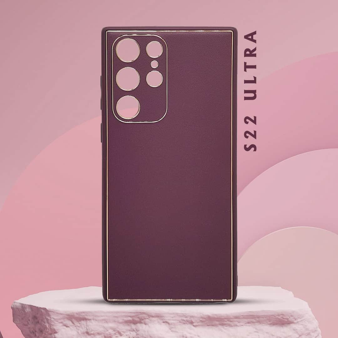 Electroplating Leather Case with Camera Protection for S22 Ultra