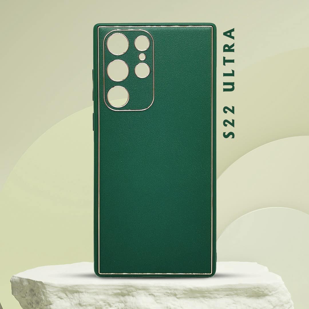 Electroplating Leather Case with Camera Protection for S22 Ultra
