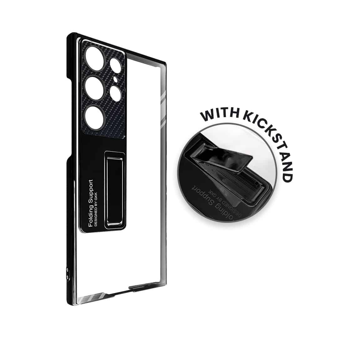 Metal Stand with Carbon Fiber Camera Ring Clear Case