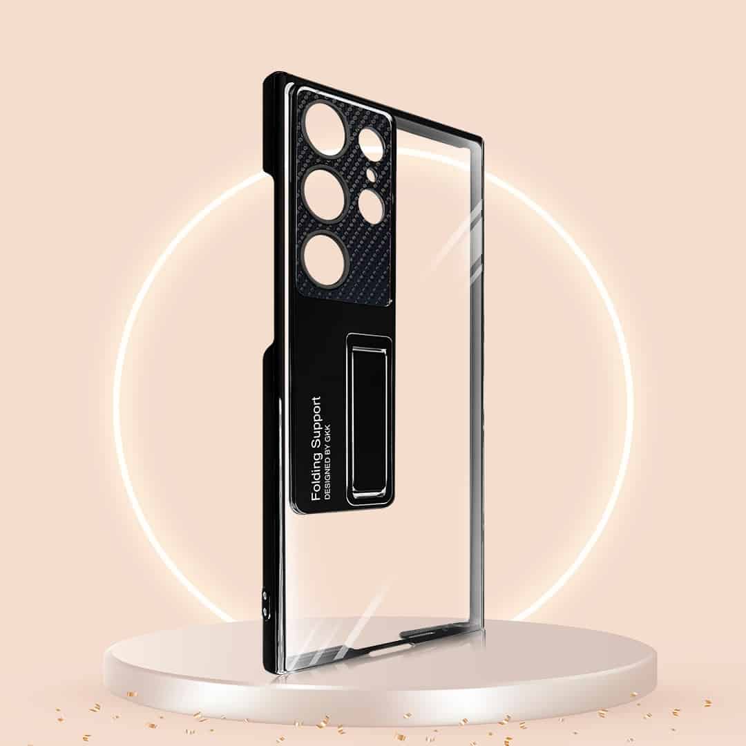 Metal Stand with Carbon Fiber Camera Ring Clear Case