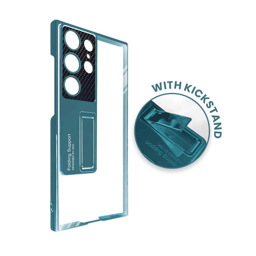 Metal Stand with Carbon Fiber Camera Ring Clear Case