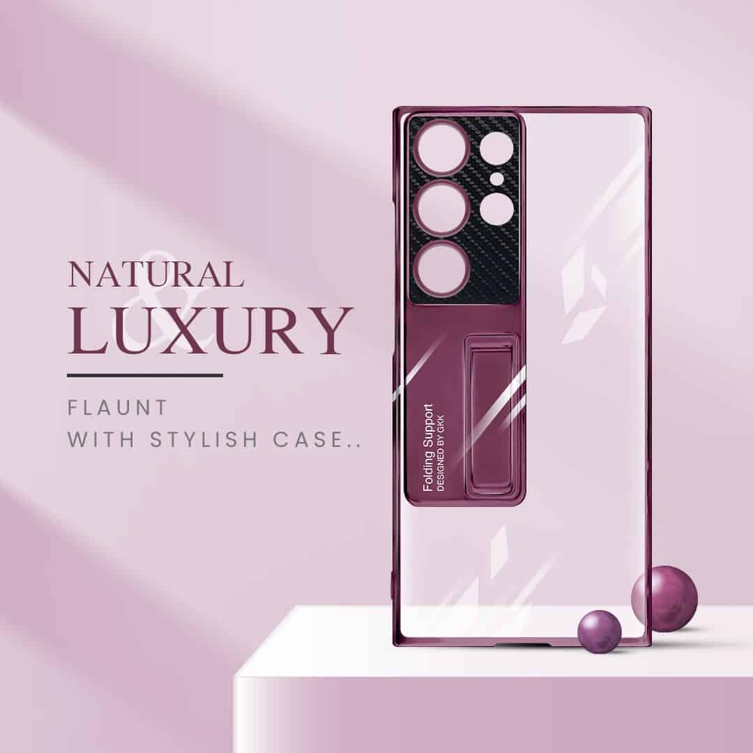 Metal Stand with Carbon Fiber Camera Ring Clear Case