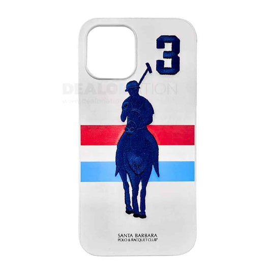 Leather Santa Barbara Polo Racquet Jockey iPhone 12 Series - White
