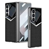 Sleek ‘V’ design – Hard Shell Glass Finish Carbon Fiber Case for Galaxy Z Fold 6