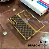 Luxury Glass Chess Brown Case for Z Fold 3