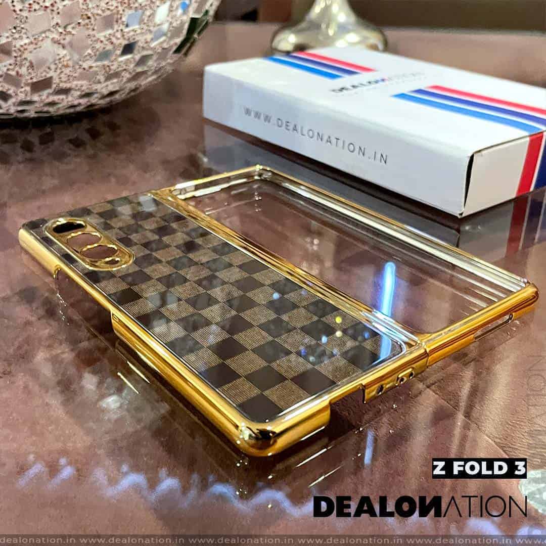 Luxury Glass Chess Brown Case for Z Fold 3
