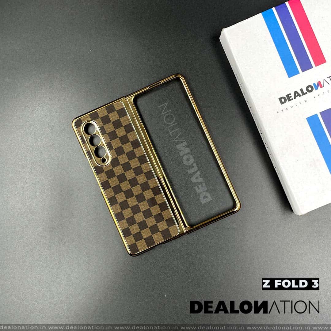 Luxury Glass Chess Brown Case for Z Fold 3