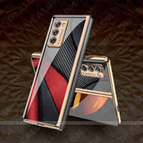 Red & Black Carbon Fibre Texture Luxury Case Samsung - Z Fold 2