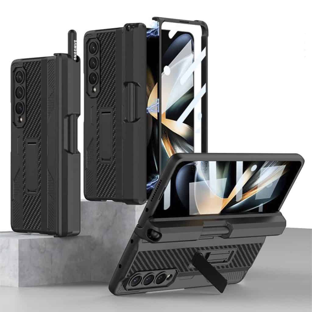 Ultra Rugged Z Fold 4 Case with Pen Slot and Front Magnetic Glass