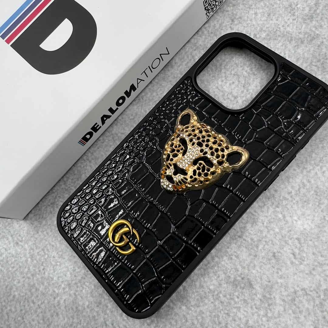 Luxury 3D Golden Tiger Croco Leather Premium Case