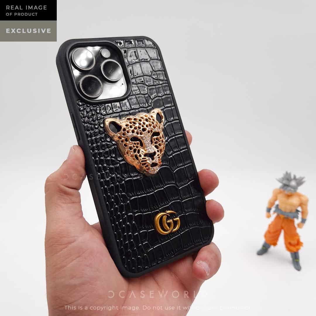 Luxury 3D Golden Tiger Croco Leather Premium Case