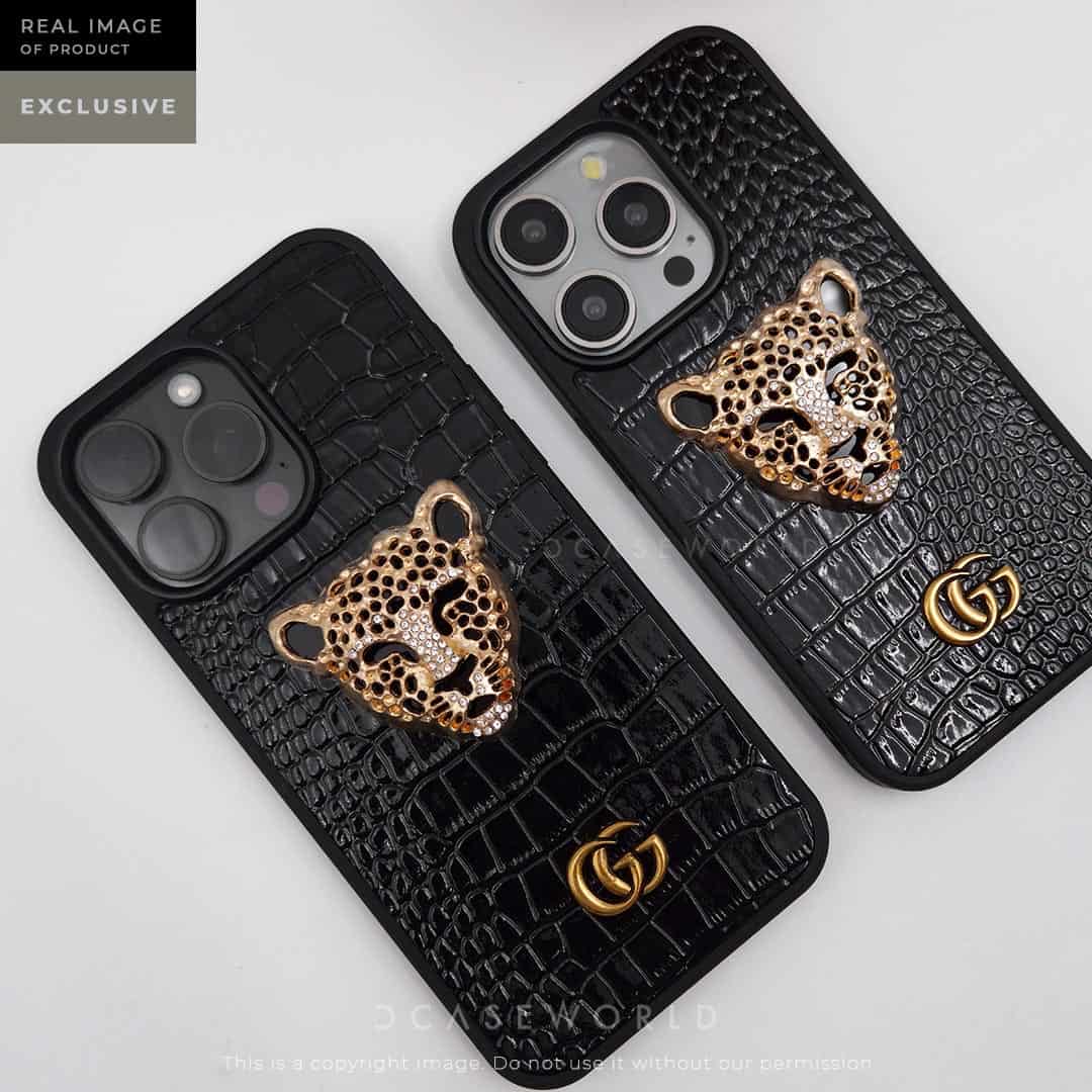 Luxury 3D Golden Tiger Croco Leather Premium Case
