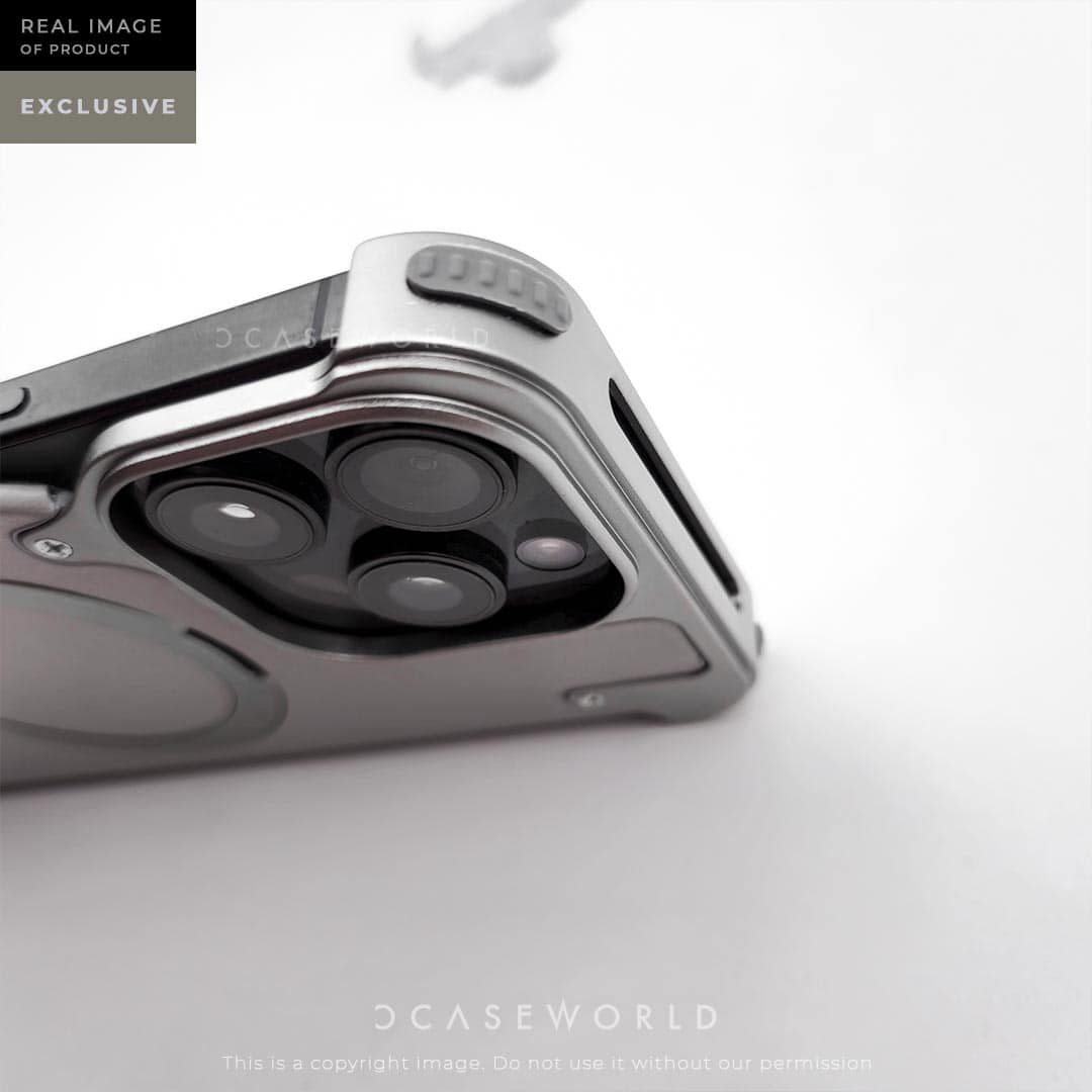 EvoEdge – Rimless Premium Leather & Aluminum Case with Magnetic Stand