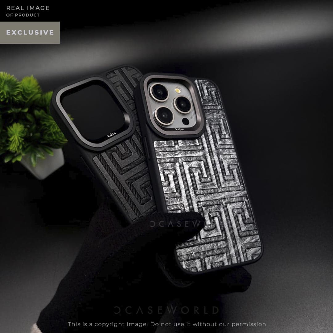 K A J S A Premium Leather + Embroidered Case with Titanium Alloy Ring