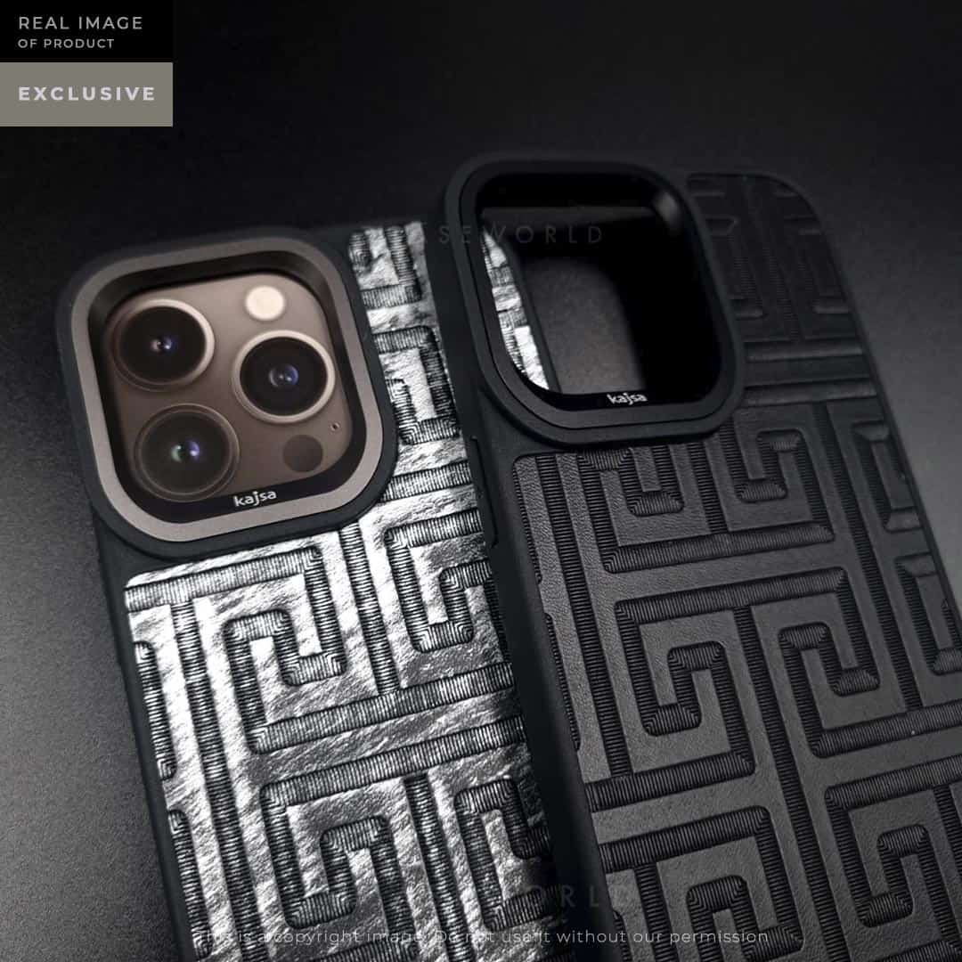 K A J S A Premium Leather + Embroidered Case with Titanium Alloy Ring