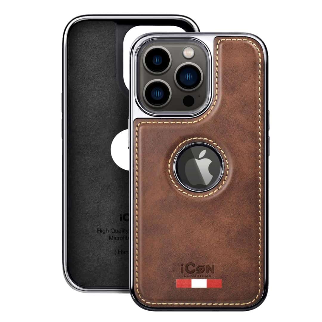 Luxury Series Leather Case with Chrome Sides and Logo Cut