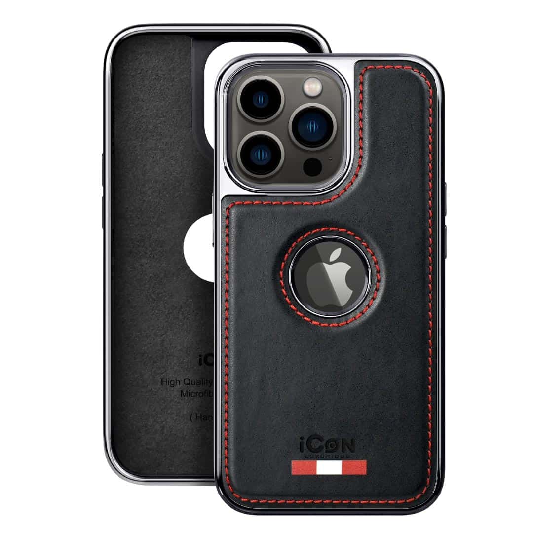Luxury Series Leather Case with Chrome Sides and Logo Cut