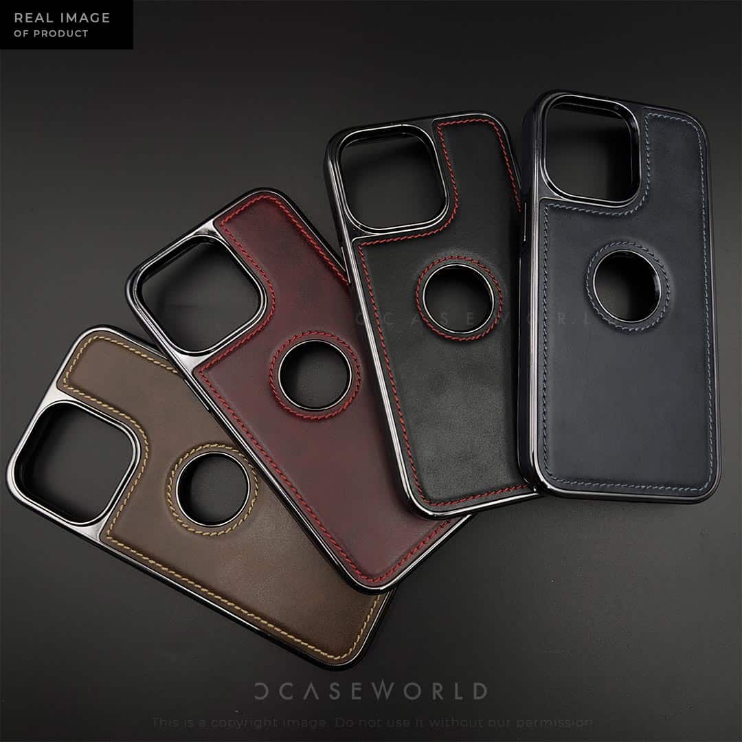 Luxury Series Leather Case with Chrome Sides and Logo Cut