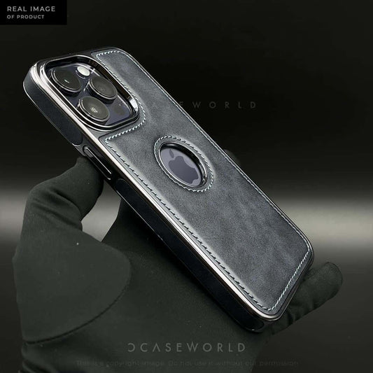 Luxury Series Leather Case with Chrome Sides and Logo Cut