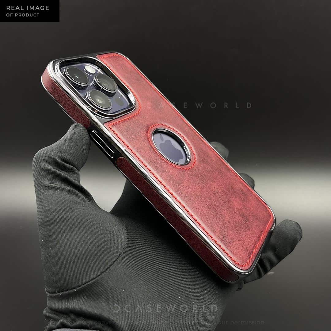 Luxury Series Leather Case with Chrome Sides and Logo Cut