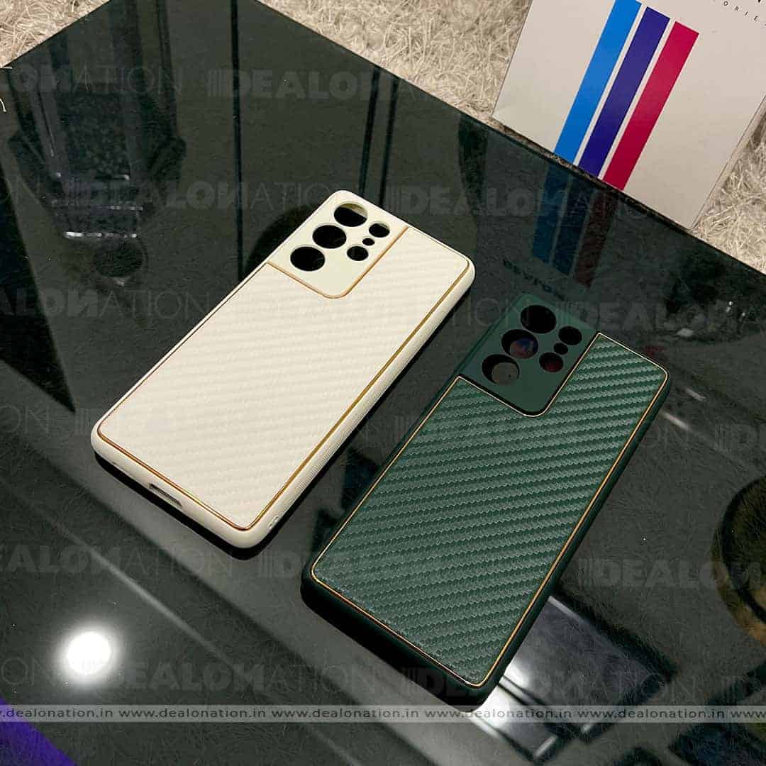 Carbon Fibre Leather TPU Case with Camera Protection