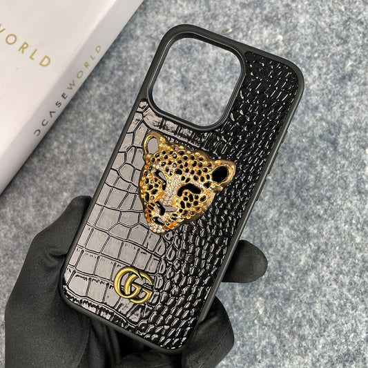 Luxury 3D Golden Tiger Croco Leather Premium Case