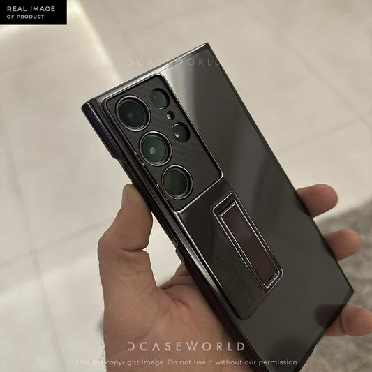 Metal Stand with Carbon Fiber Camera Ring Clear Case
