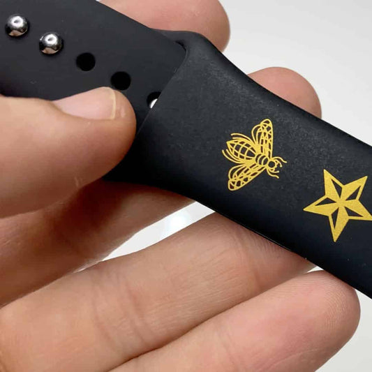 Golden-Bee Black Silicone Apple Watch Band 42-44 MM