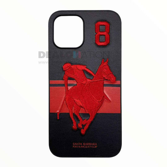 Leather Santa Barbara Polo Racquet Jockey iPhone 12 Series - Black