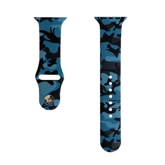 Blue Camouflage Silicone Apple Watch Band 42-44 MM